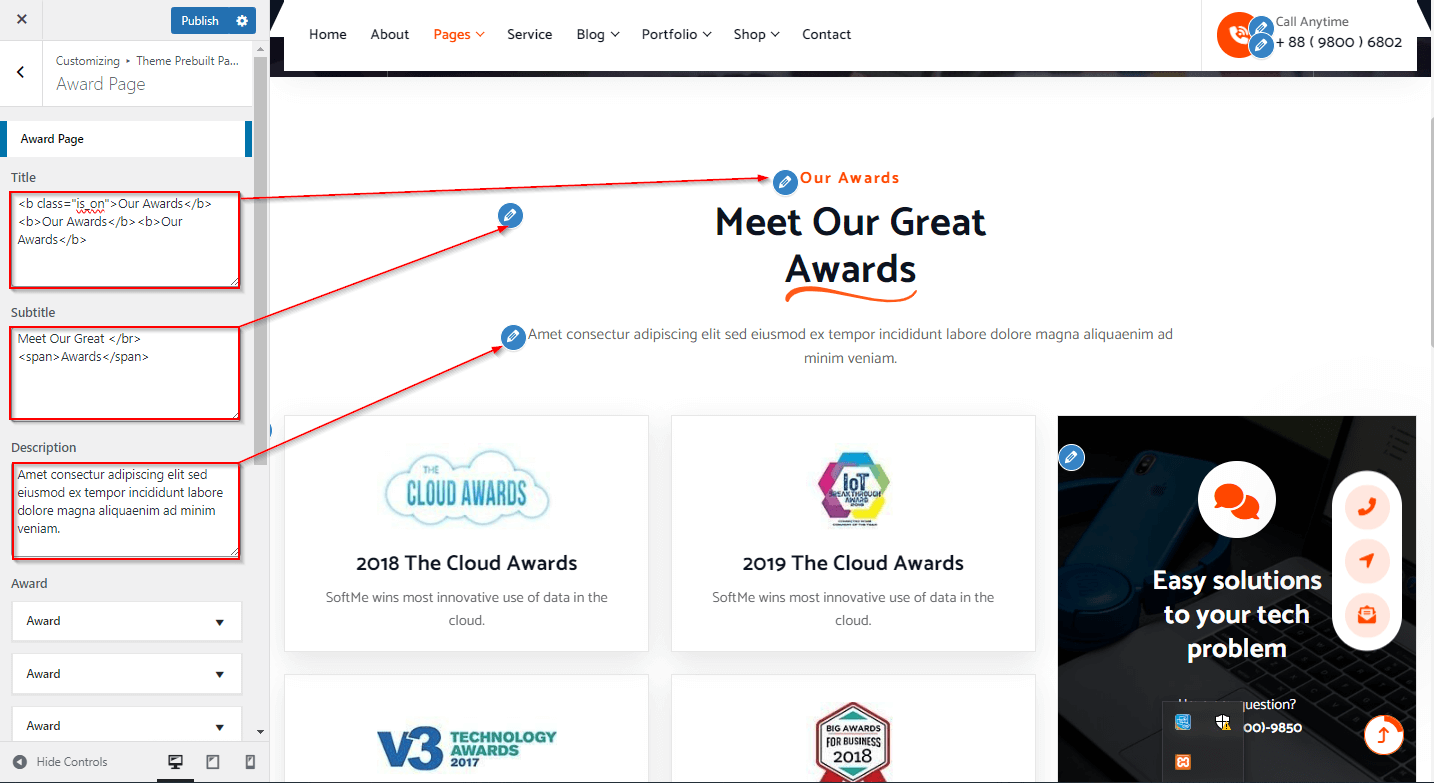 Award page Setup – Desert Themes